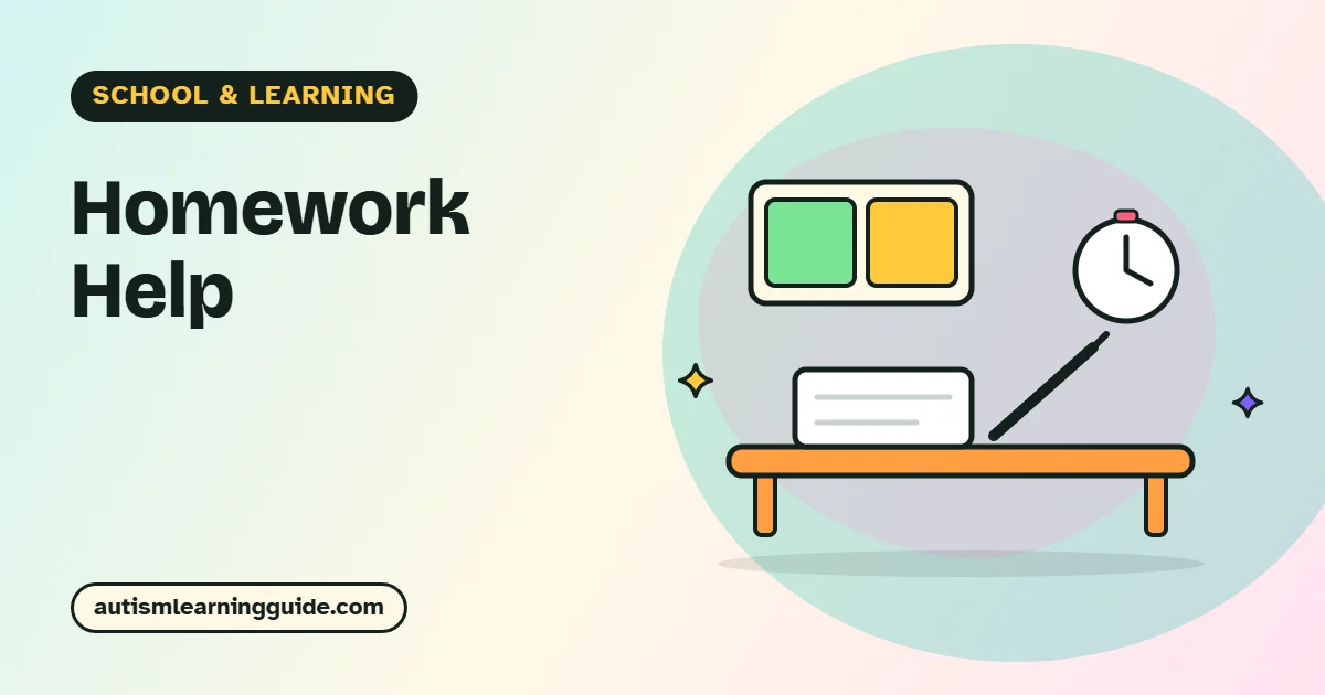 Homework for autistic children: a calm desk with a first-then board and a timer