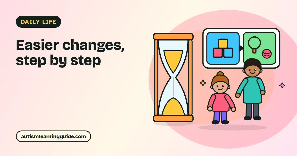 Child looking at a visual timer before leaving, a tool for autism transitions