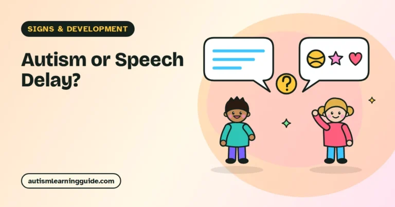 Toddler pointing at a picture book showing autism vs speech delay differences