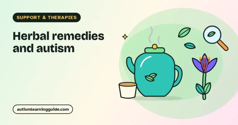 Herbs and plant leaves illustrating herbal remedies for autism