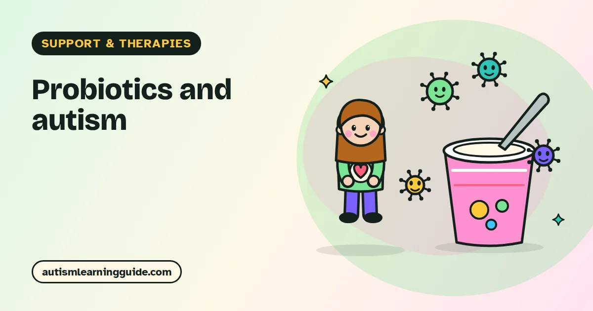Illustration of gut bacteria and yogurt for probiotics and autism