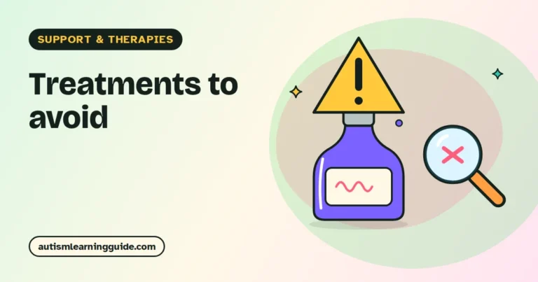 Parent reading a product label with concern while researching unproven autism treatments