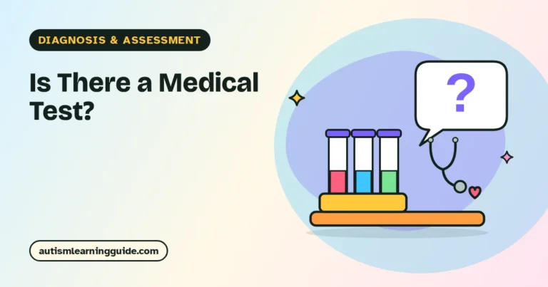Parent reading about a medical test for autism with a doctor