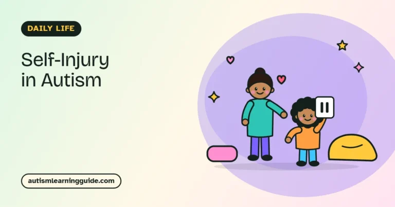 Self-injury in autism: parent and child using a picture card to ask for a break