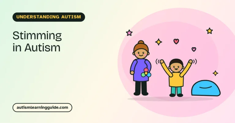 Stimming in autism: child flapping hands happily beside a parent holding a fidget toy