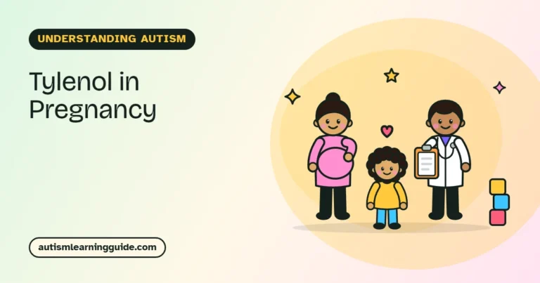 Tylenol and autism: pregnant mother talking with a friendly doctor while a child stands nearby